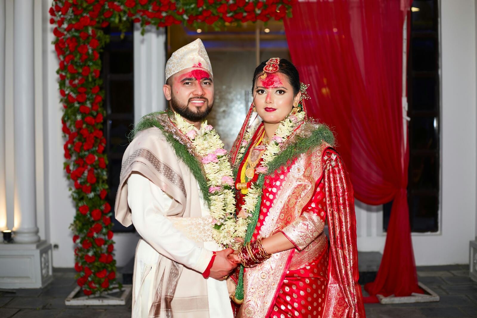 Traditional wedding attire couple